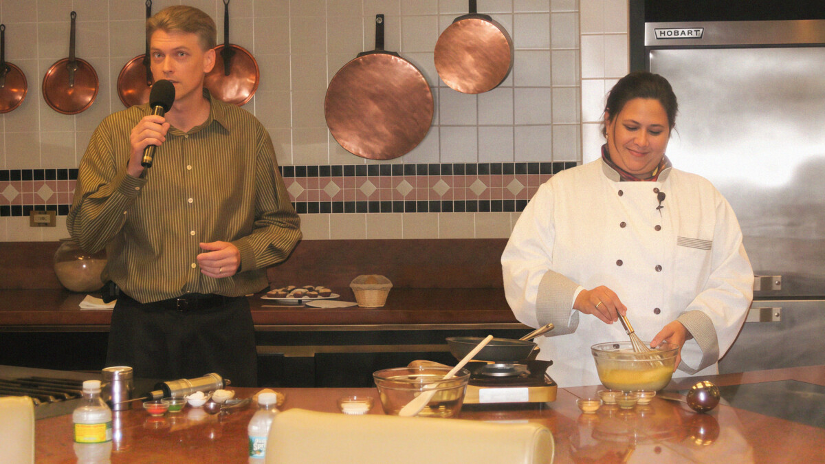 Cooking demo at culinary instutute